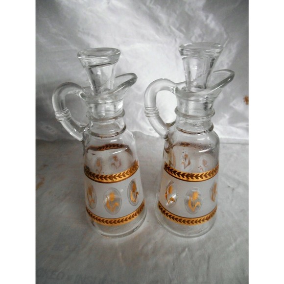 Vintage Anchor Hocking Gold Wheat Pattern Cruet Set with Salt and Pepper - Picture 4 of 5